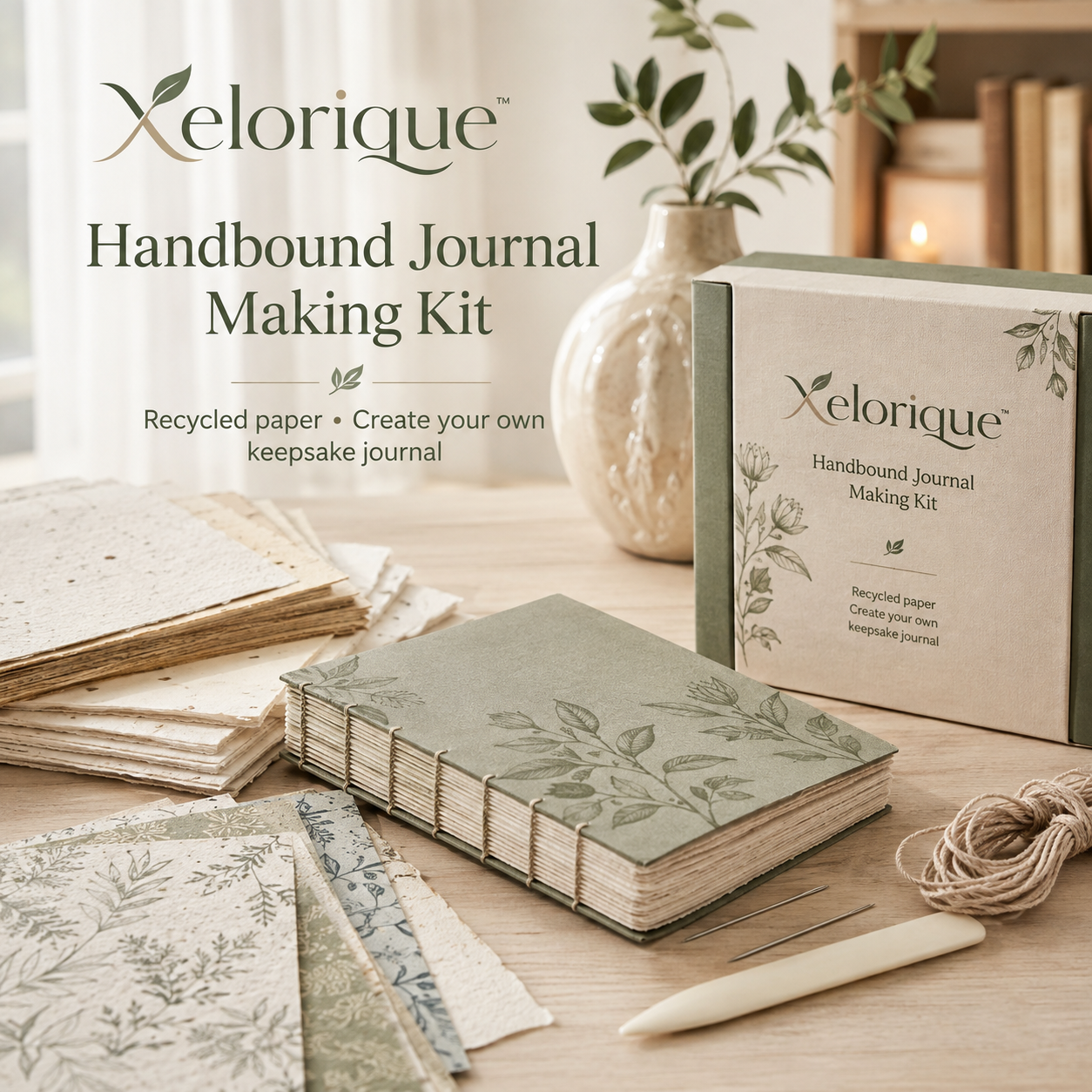 Xelorique™ Handbound Journal Making Kit – Recycled Paper Bookbinding Craft Set, DIY Sketchbook & Memory Journal