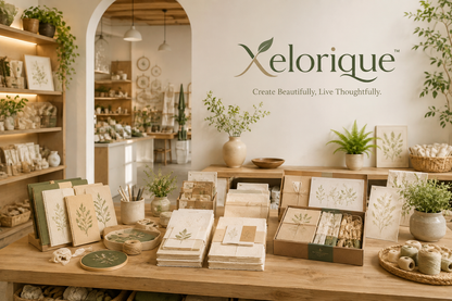 Xelorique™ Sculpted Paper Décor Kit – Recycled Pulp Air-Dry Craft, Minimalist Vase & Desk Art Set